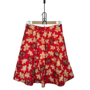 Retrolicious Medium Gingerbread Men &Women Cookie Print Skirt Whiimsical Retro
